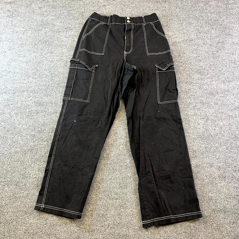 Rue21 Cargo Pant Women's XL Black Cotton Straight Leg Workwear Utility Stretch